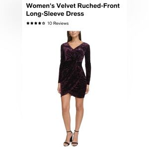 NWT Guess Double V Neck Plum Dress in Crushed Velvet